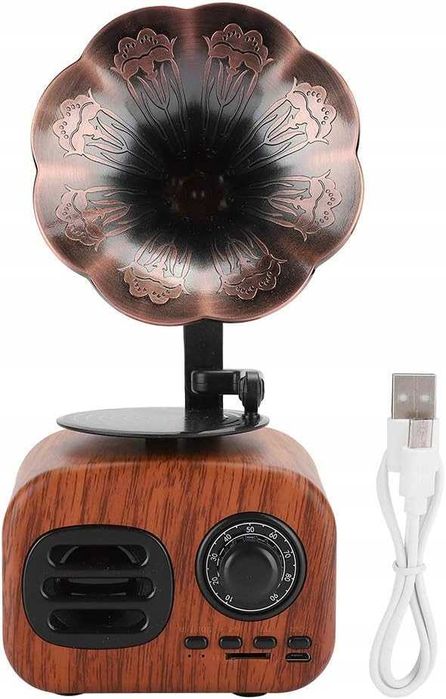 ZESTAW Odtwarzacz radiowy RETRO  w kształcie gramofonu BLUETOOTH sd