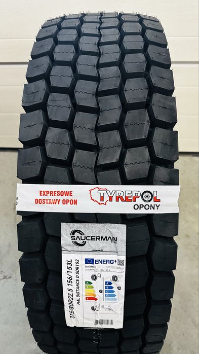 1100netto Mocna opona SAUCERMAN 315/80 r22.5 napęd 315 80