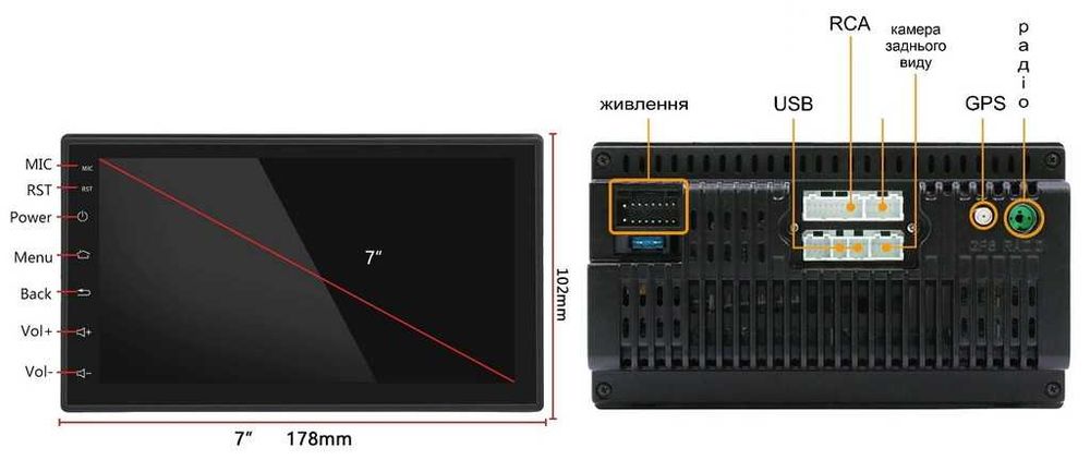 Автомагнітола універсальна 2 дин Dakota 2032 2gb 32gb 2DIN Allwinner