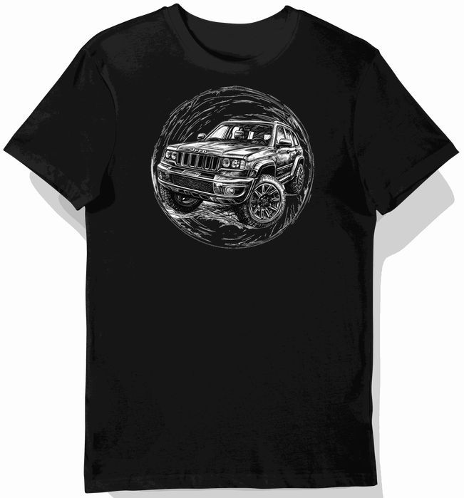 Koszulka męska czarna z Designem Jeep Grand Cherokee L