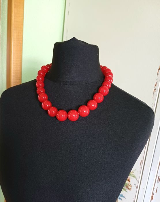 Naszyjnik - Czerwone korale- Kolczyki