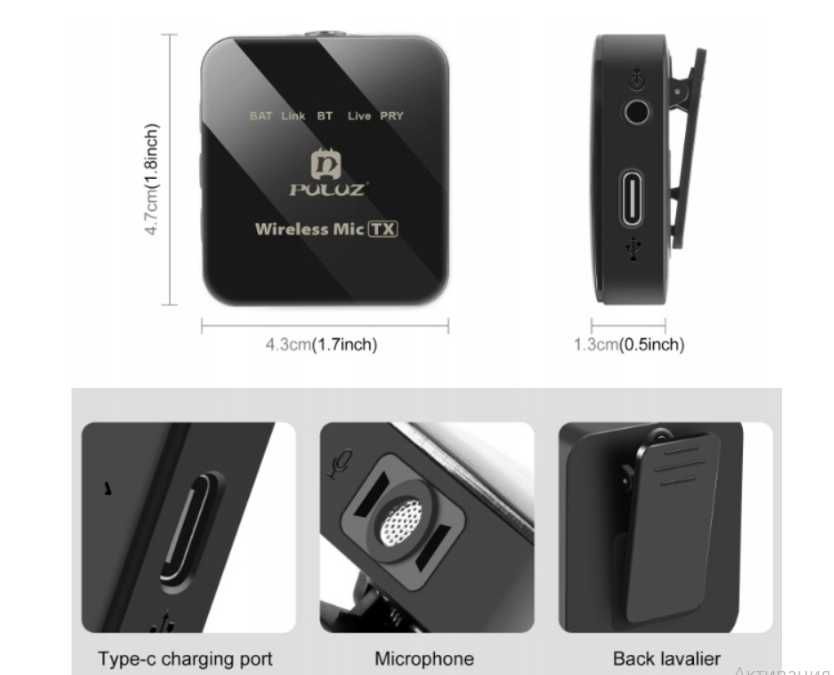 2x Bezprzewodowy Mikrofon Krawatowy do Telefonu USB TYPE-C ttst1527