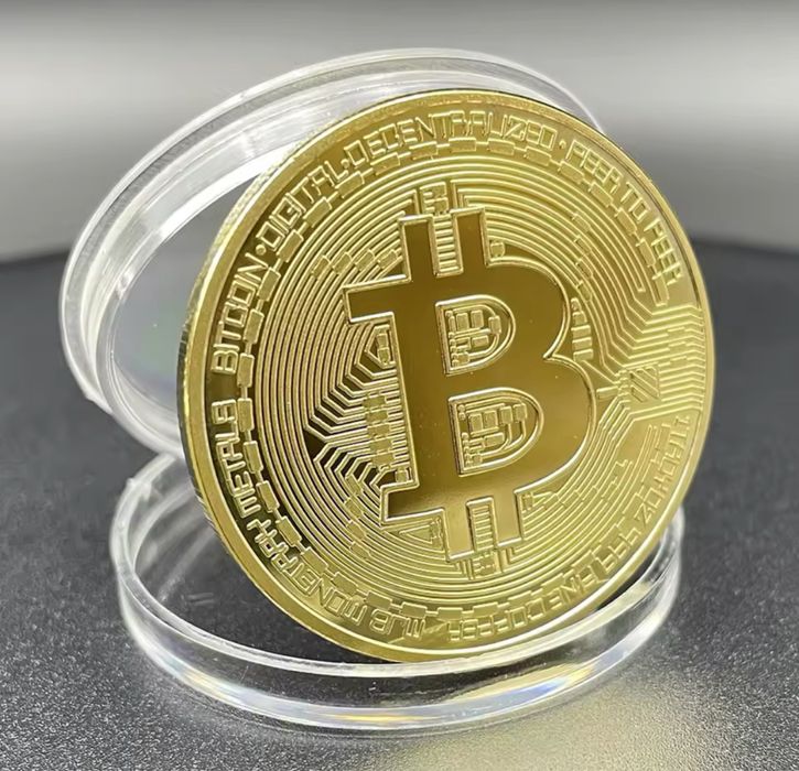 BITCOIN сувенирная монета позолоченная медаль