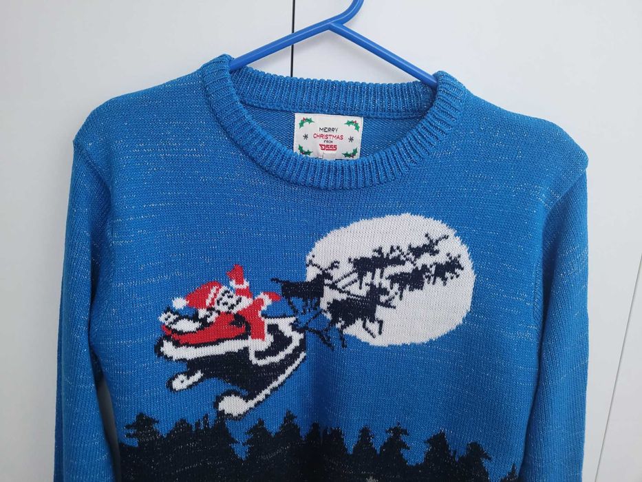 Niebieski świąteczny sweter Rozm M