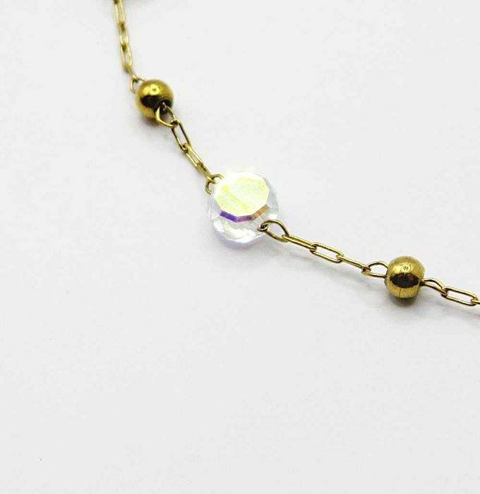 Delikatna bransoletka stal chirurgiczna opalizujące kryształki % B999