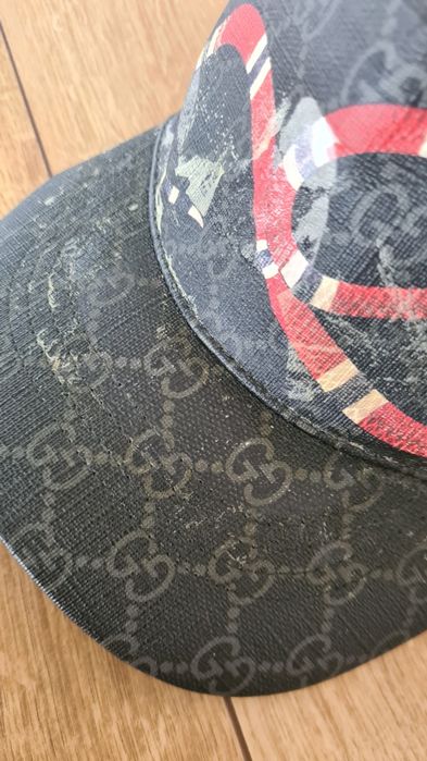 Czapka z daszkiem Gucci. Wąż. Czarna.