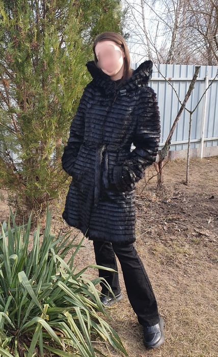 Натуральна шубка-пальто зі стриженої нутрії