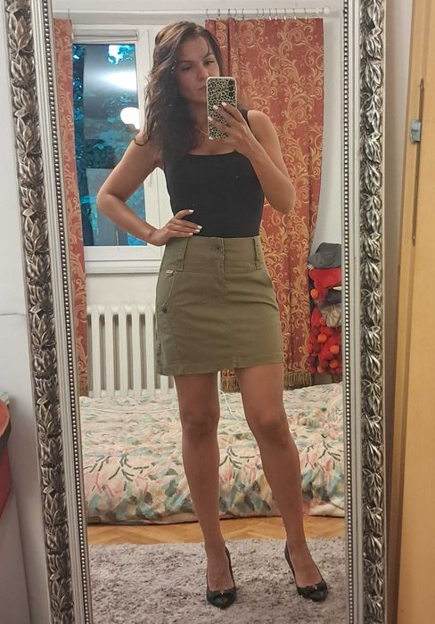 Jeansowa spódnica w kolorze khaki w rozmiarze XS/S