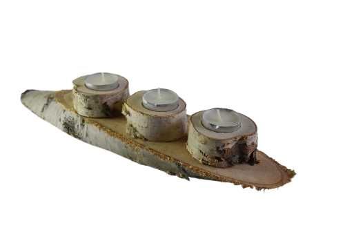 Świecznik na podgrzewacze stojak tealight brzoza boho