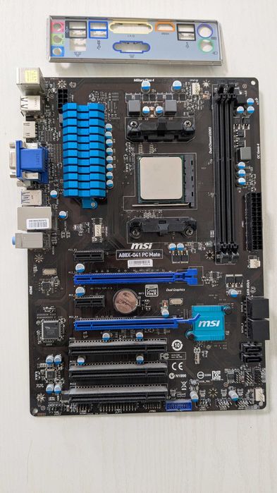 ПК без корпуса: MSI A88X-G41 + AMD A8-7600 (Материнка + процесор) + Box-кулер + DIMM 2x4gb DDR3 + HDD WD 500gb + SSD120gb + БЖ Delux 450w