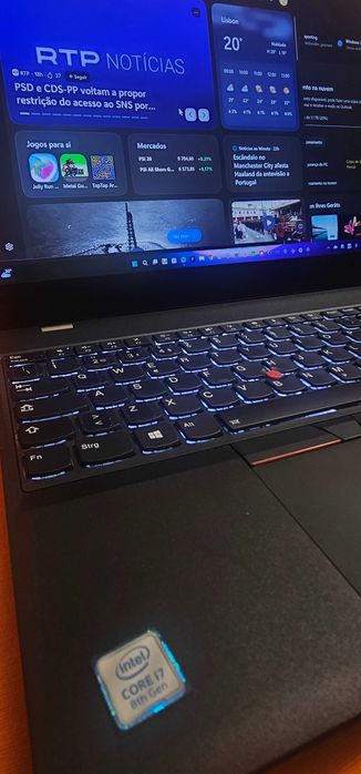 Lenovo T580 - Intel Core i7-8550U @ 1.80GHz - SSD500GB - RAM24GB - Windows 11 Pro - Portátil