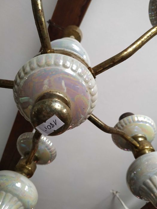 Żyrandol metal plus ceramika