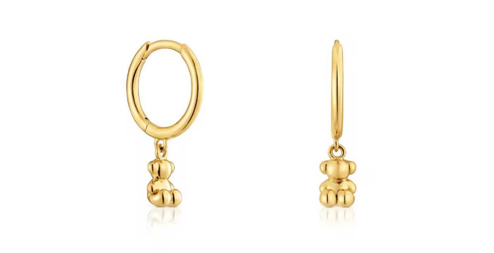 TOUS kolczyki Bold Bear żółte srebro Vermeil oryginał