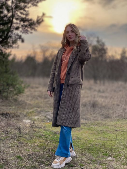 Пальто Zara в клетку в клітинку