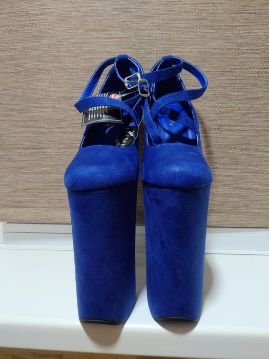 Босоножки туфли стрипы пятёрки синие Pleaser 38 новые