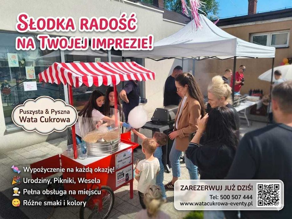 Wata cukrowa na urodziny, pikniki i imprezy plenerowe