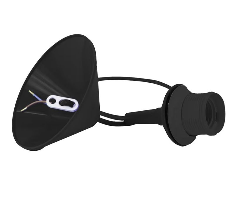 Oprawka E27 z kablem i podsufitką - czarna - nowa