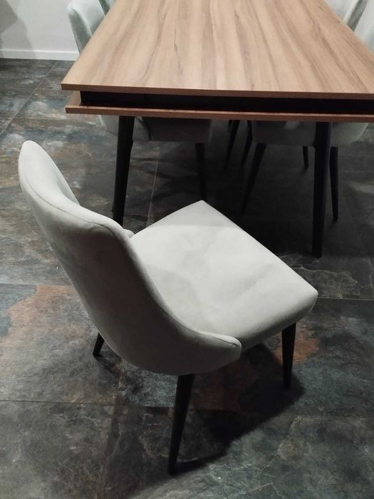 Conjunto de Mesa de Sala de Jantar + 6 Cadeiras