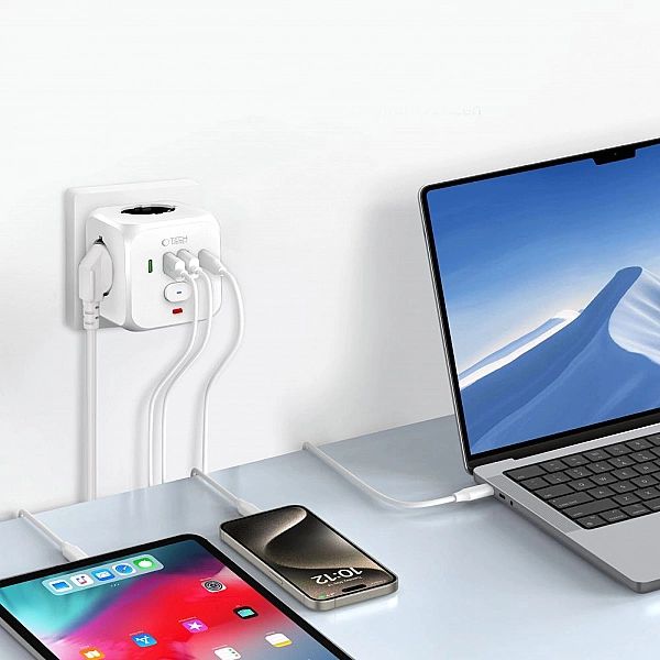 Tech-Protect Pcl3X4 Power Socket 2 Usb & 2 Type-C & 3 Socket White