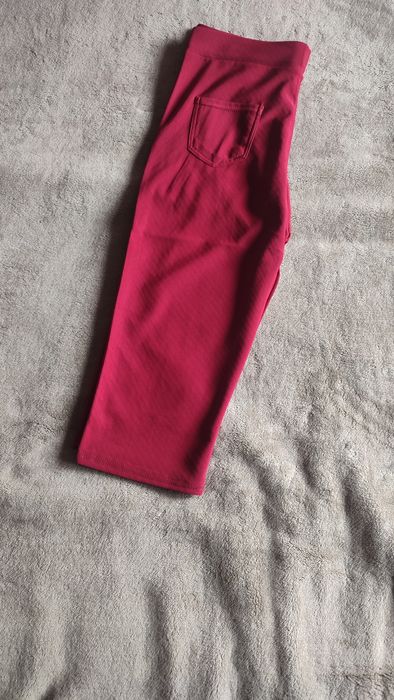 NOWE Spodnie capri bordo materiałowe z dodatkiem stretchu XL/XXL bordo