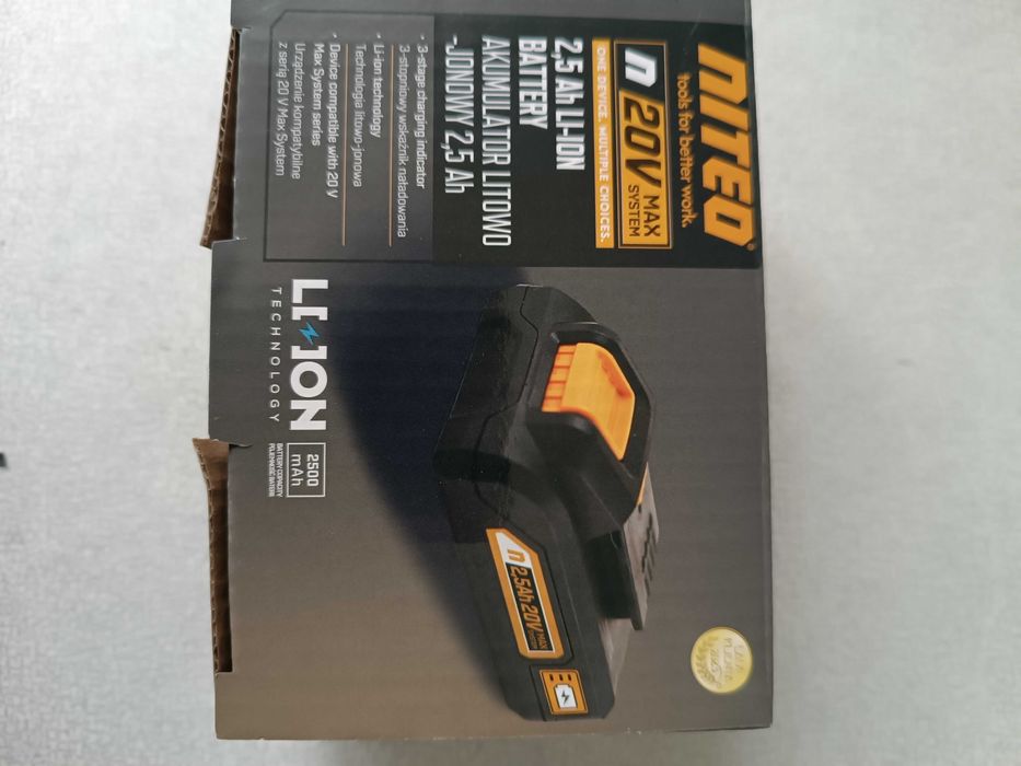 Akumulator litowo-jonowy Niteo 20 V Max, 2,5 Ah najnowszy