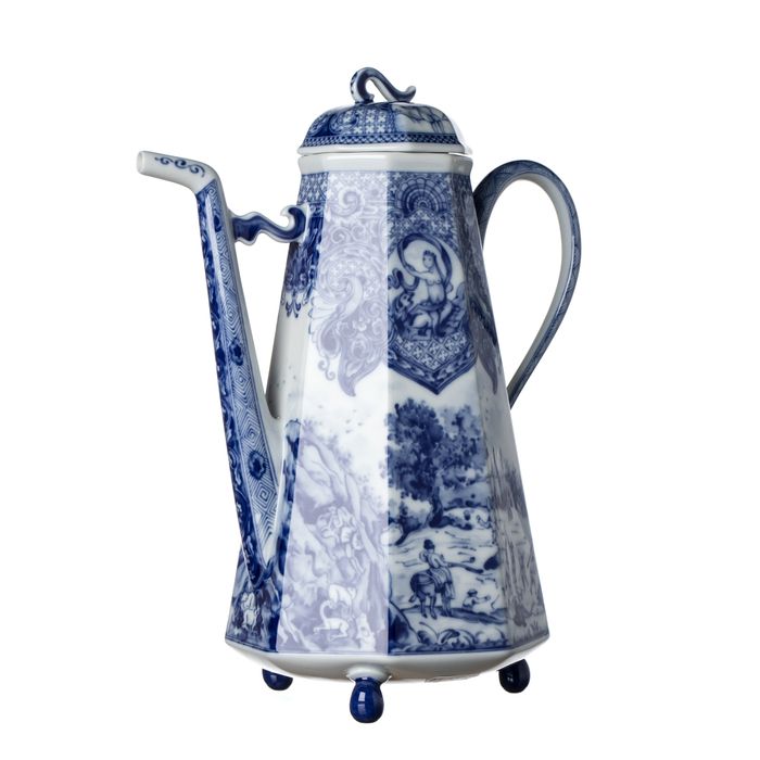 Porcelana - Cafeteira oitavada com tampa - Vista Alegre