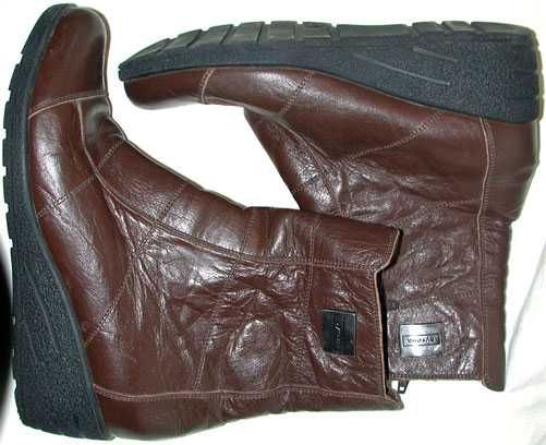 SKÓRA Buty SYRENA BOTKI Brązowe Skórzane Półkozaczki rozmiar 40