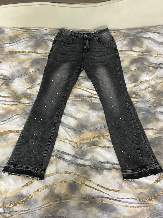 black custom flared jeans / чорні кастомні флеред джинси