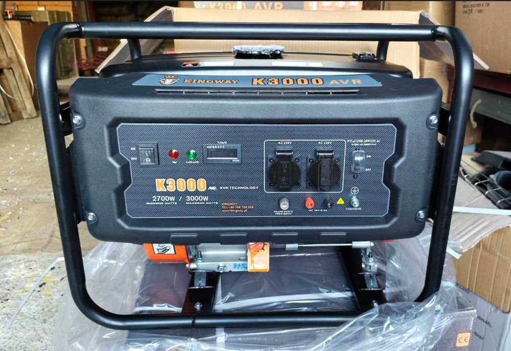 Генератор Kingway 3 кВт бензин мідна обмотка AVR однофазний 2 розетки