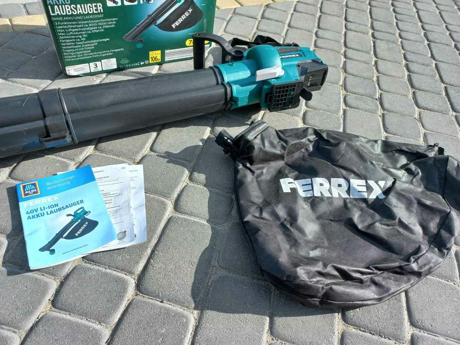 Потужна аккумуляторна дуйка ferrex 40v садовий пилосос дуйка