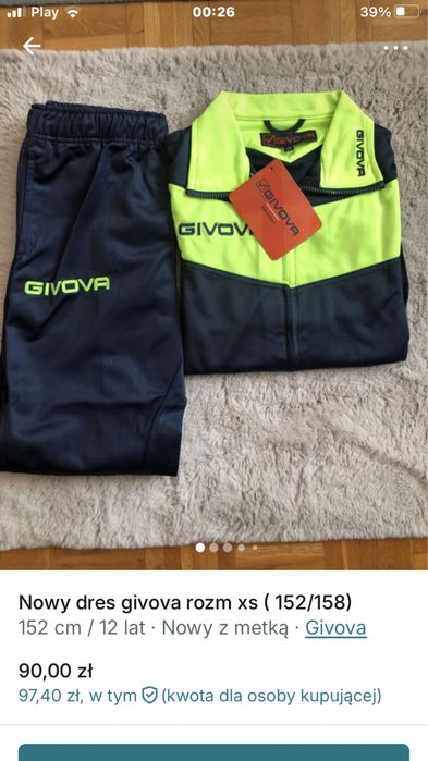 Nowy komplet dresowy givova rozm 152/158