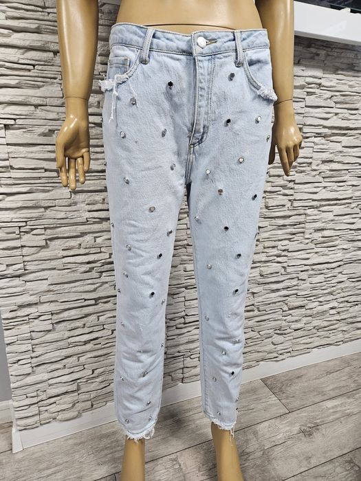 Spodnie jeansowe premium Queen Hearts rozm L zdobione