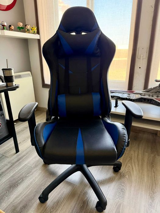 Cadeira Gaming Ergonômica Preta e Azul