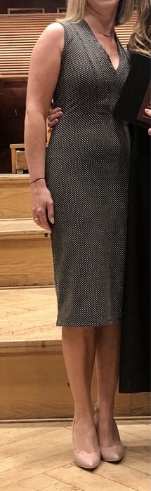 Zara sukienka kropki S/XS wąska midi idealna