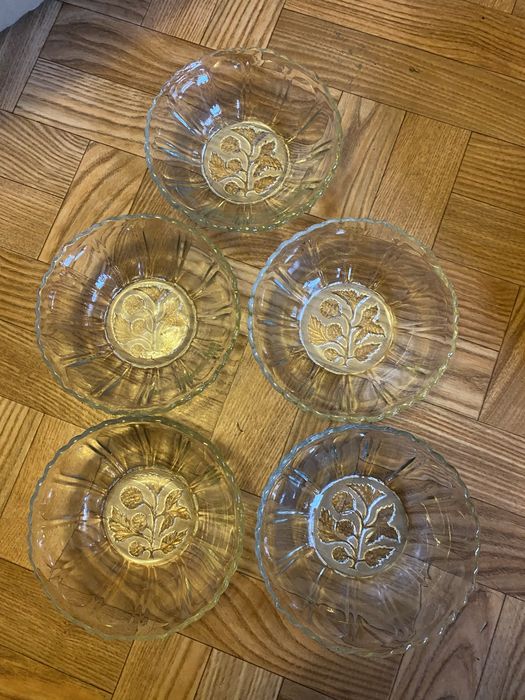Szklane miseczki prl huta hortensja