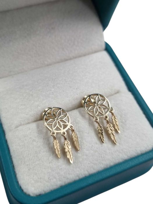 Nowe złote kolczyki – łapacze snów 1,48 g p585 (14k)