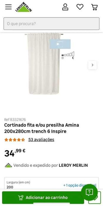 Cortinado Amina - Inspire - NOVO NUNCA USADO