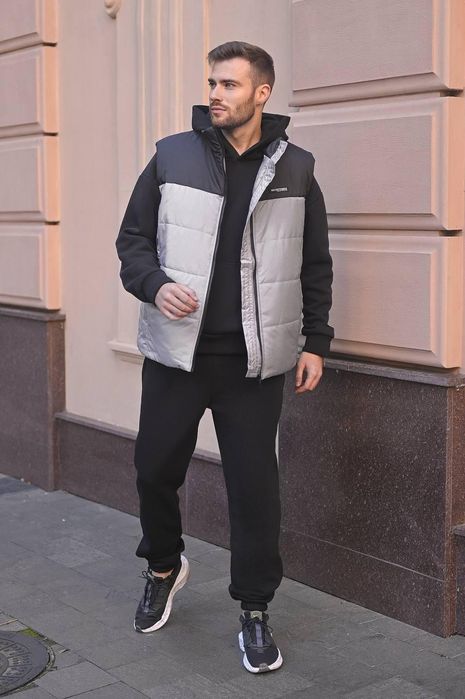 Чоловічий теплий спортивний костюм трійка батник+штани+жилетка тринити