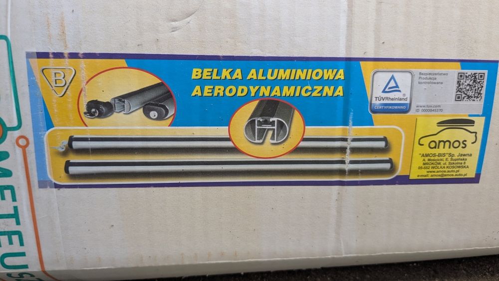 Bagażnik dachowy Amos Alfa Aero. Belki dachowe. Belki aluminiowe 120 cm