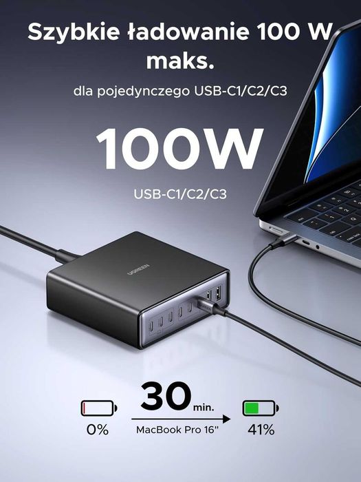 UGREEN Ładowarka Sieciowa 2x USB-A 4XUSB-C GaN 200W Telefonu Komputera
