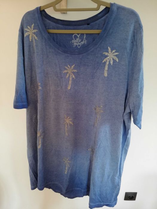 Via Appia Due niebieski t-shirt bluzka palmy r.50/52