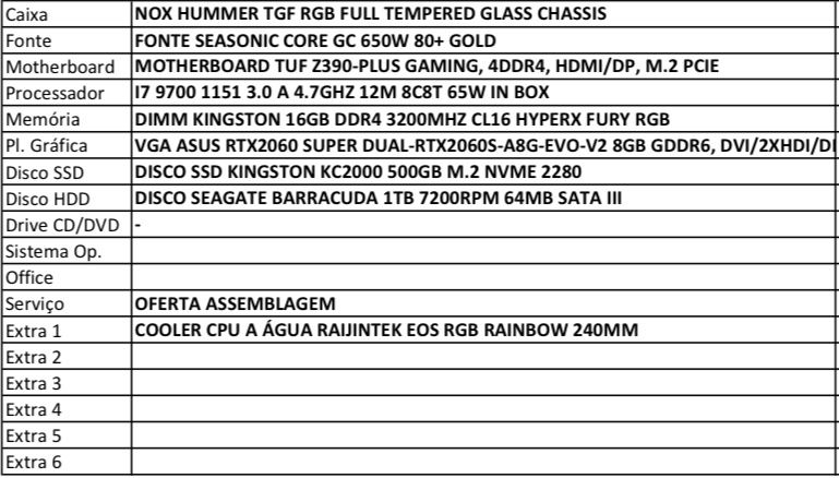 Torre Gaming, Intel CORE I7, RTX 2060, 500 SSD, 1 TB HDD