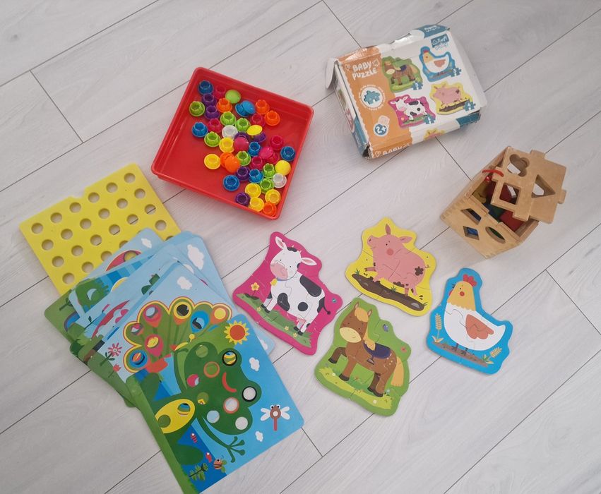Zestaw zabawek puzzle, sorter, układanka
