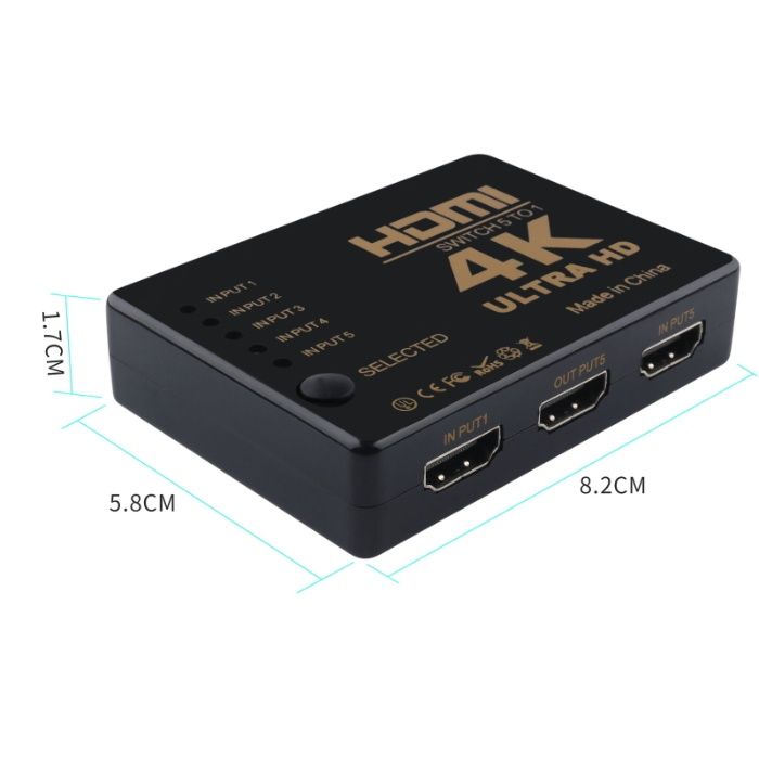 (NOVO) HDMI Switch 4K (5x1) c/ Comando