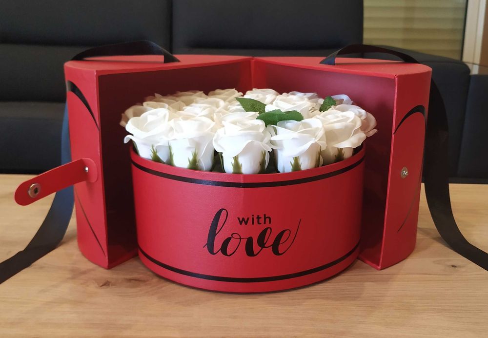 Caixa de flores de sabão