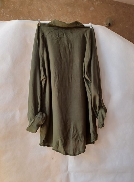 Sinsay piękna koszula khaki basic S XS 36 34 zielona srebrne guziki