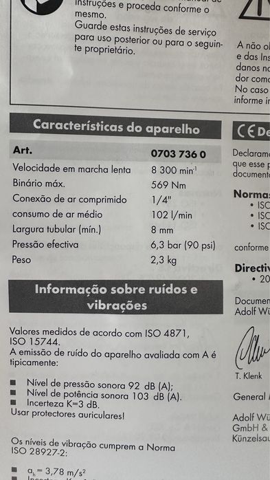 Aparafusadoura pneumática  wurth 1/2