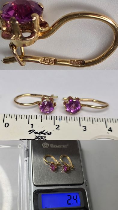 Золотые серьги с александритом ссср