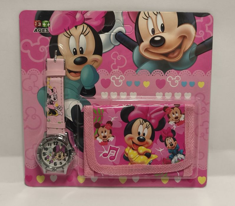 Zestaw zegarek prawdziwy + portfel Myszka Minnie