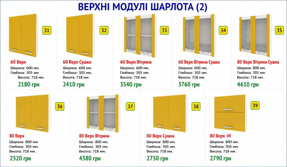 Кухні зі складу у Луцьку. Посекційний продаж. Швидка доставка.